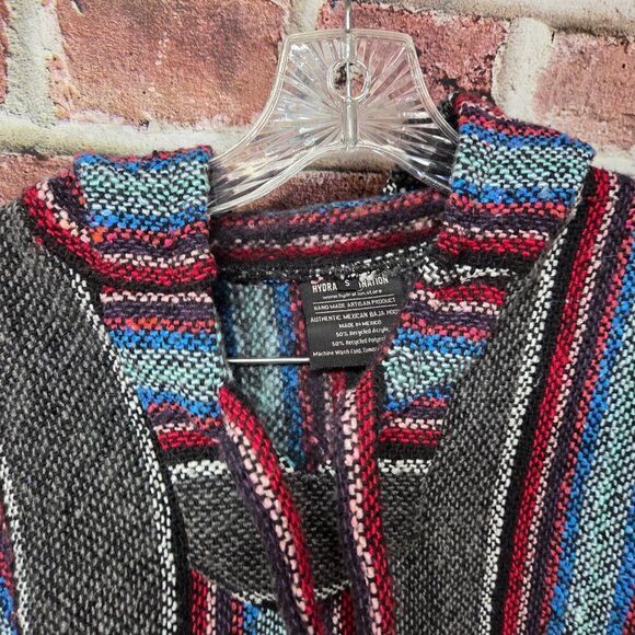 Hydration Nation Baja Hoodie S | Mexican Artisan Red Blue Boho Surf Festival Y2K - Picture 3 of 5